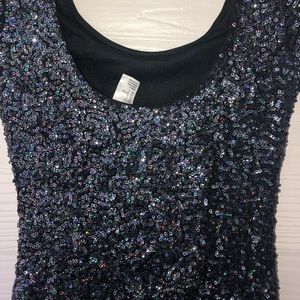 Mini black sequin dress